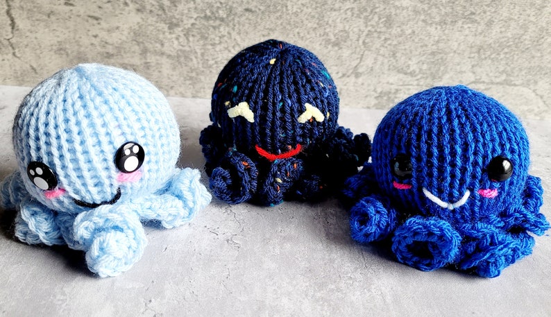 Baby Blue Amigurumi Octopus, Blue Crochet Octopus Plushie, Anxiety Stress Relief Gift, Baby Shower Gift, Stuff Sea Creature Plushie image 1