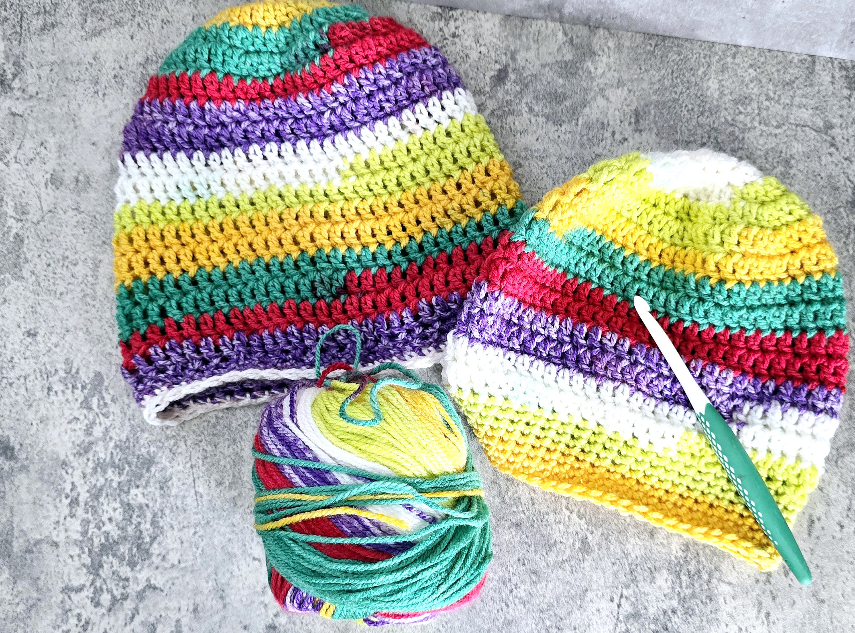 Slouchy Multicolor Crochet Beanie: Hand-crocheted Winter Hat  display picture 1