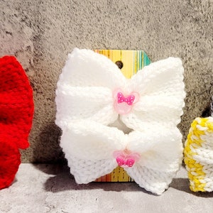 Hair Bow Sets, Colorful Knit Hair Ties, Bows, Hair Ties, Hair bows with Charms for Girls, Hair accessories, Handmade bow, Knit bow, Bow set image 2