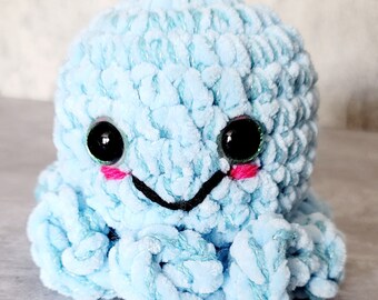 Baby Blue Purple Amigurumi Octopus, Crochet Octopus Plushie, Anxiety Stress Relief Gift, Baby Shower Gift, Stuff Sea Creature Plushie