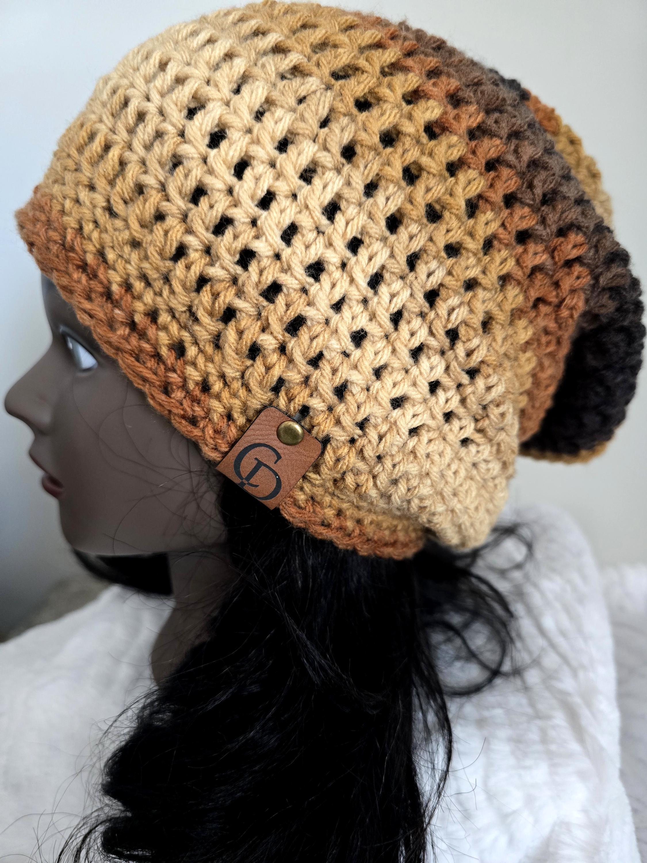 Slouchy Crochet Beanie: Multicolor Brown, Warm Winter Hat - Etsy display picture 2