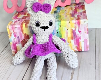 Crochet Ballerina Bunny Plush – Handmade Amigurumi, Purple Tutu