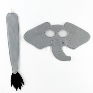 Handmade Felt Elephant Mask and Tail Set: Eco-Friendly Kids Costume