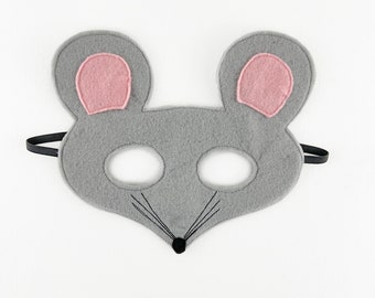 Child's Gray Felt  Mouse Mask, custom colors available, mouse costume, give a mouse a, school play, ballet costume