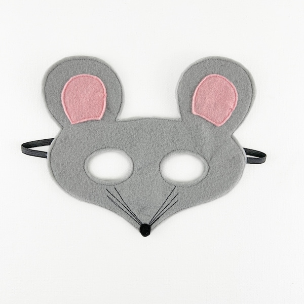 Child's Gray Felt  Mouse Mask, custom colors available, mouse costume, give a mouse a, school play, ballet costume