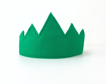 Child's Green Felt Crown, verjaardagskroon, verjaardagscadeau, fotografie rekwisiet, Halloween kostuum