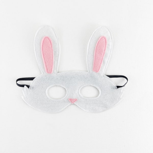 Child's Felt Bunny Rabbit Hare Mask, white bunny, custom colors available, white hare mask, white rabbit mask