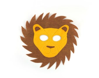 Child's Felt Lion Mask, lion costume, king of the jungle, halloween costume, school play, circus costume