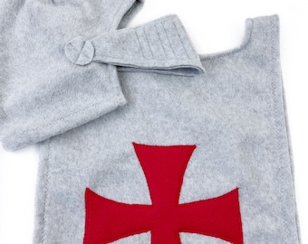 Handmade Kids Knight Costume: Fleece Tunic & Movable Visor Helmet