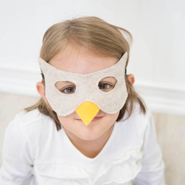 Masque d’oiseau en feutre pour enfant CINQ COULEURS DISPONIBLES masque de hibou, masque de corbeau, costume d’oiseau