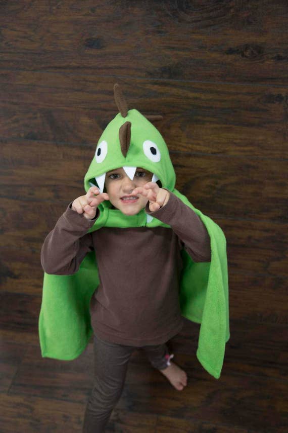 Child's Green Fleece Dinosaur Cape Costume with Hood | Etsy