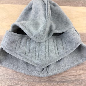 Handmade Gray Fleece Knight Helmet: Movable Visor, Kids Costume image 8