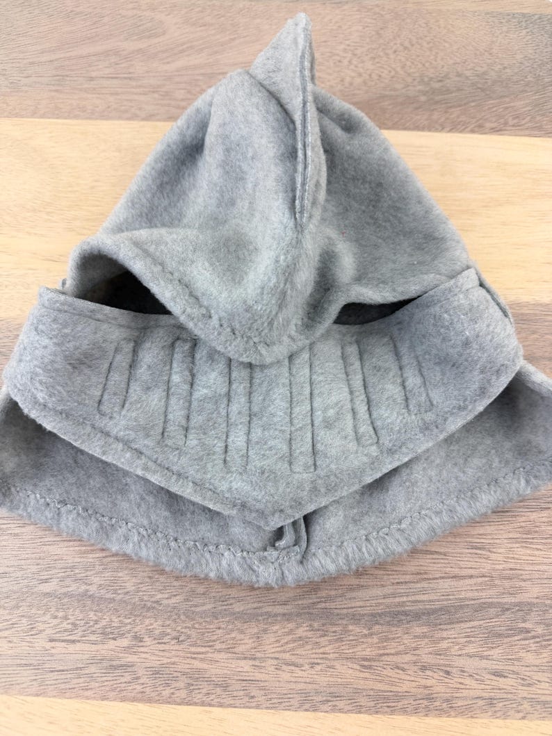 Handmade Gray Fleece Knight Helmet: Movable Visor, Kids Costume image 8