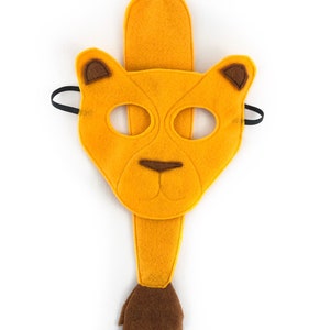 Filz Löwin Maske und Schwanz für Kinder - Handgefertigtes umweltfreundliches Savannah Tierkostüm für Halloween, Kostüme und Schulspiele