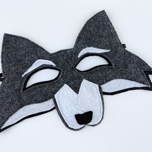 Handmade Felt Wolf Mask: Kids Halloween Costume, Dress-Up