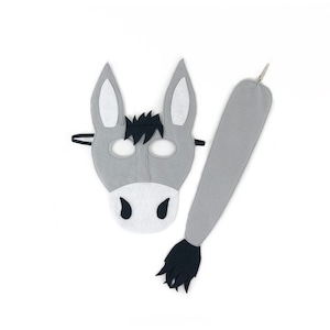 Felt Donkey Mask and Tail for Kids – Handmade Eco-Friendly Animal Costume for Nativity Plays, Dress-Up, Halloween & More