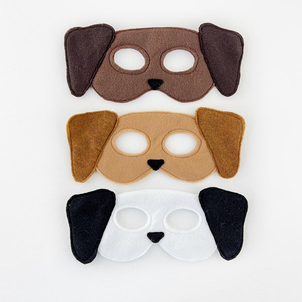 Masque canin pour chien chiot en feutre pour enfant, disponible en trois couleurs, costume de chien, costume de chiot, costume d'halloween