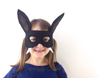 Child's Black Felt Bat Mask, realistic bat costume, halloween costume, school play costume