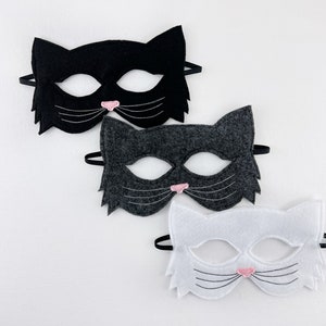 Kids Cat Mask Felt Mask Kitty White , Black Costume Dress up