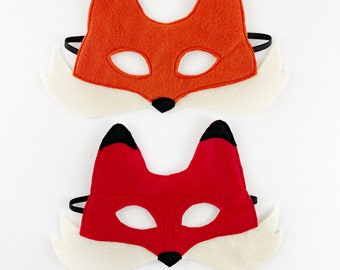 Child's Felt Fox Mask, TWO COLORS AVAILABLE, red fox mask, orange fox mask, fox costume, halloween costume