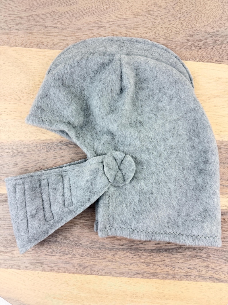 Handmade Gray Fleece Knight Helmet: Movable Visor, Kids Costume image 9