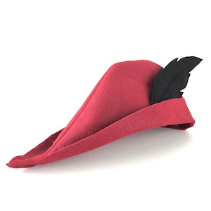 Dark Red Felt Prince Hat for Kids – Fairytale Costume Accessory, Toddler & Child Prince Cap, Halloween or Dress-Up Play