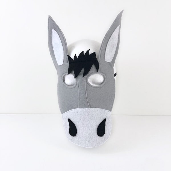 Máscara de burro de fieltro para niños para halloween, navidad, juego de natividad