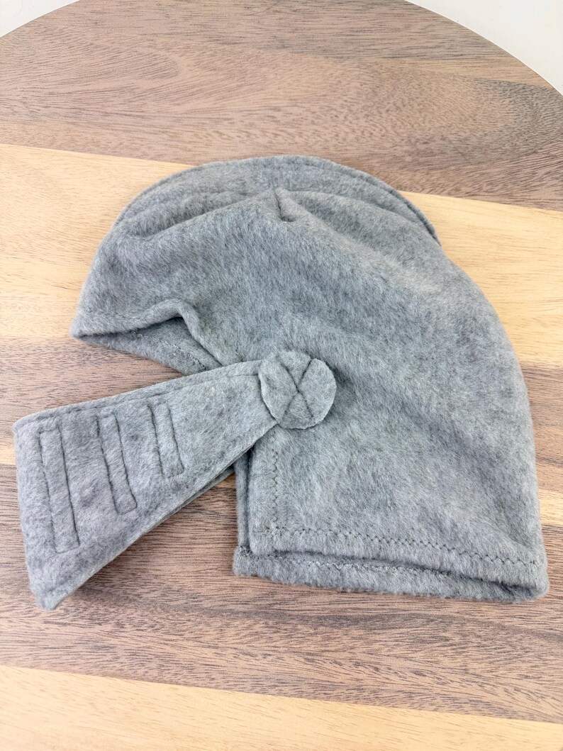 Handmade Gray Fleece Knight Helmet: Movable Visor, Kids Costume image 10