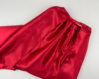 Zero Waste Child’s Red Satin Cape, double sided, royal queen, king, princess, prince, wizard, magician, robe