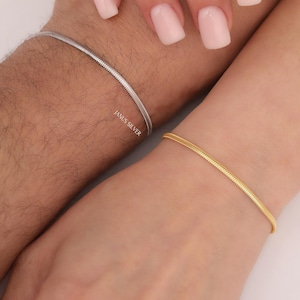 14k Gold Thin Snake Chain Bracelet, Herringbone Bracelet, Snake Gold Bracelet, Gold Chain Bracelet, Minimalist Bracelet