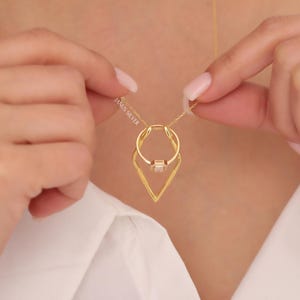 14k Gold Dainty Ring Holder Necklace, Ring Keeper Necklace, Engagement Ring Keeper Pendant, Ring Holder Pendant, Doctors and Nurse Gifts