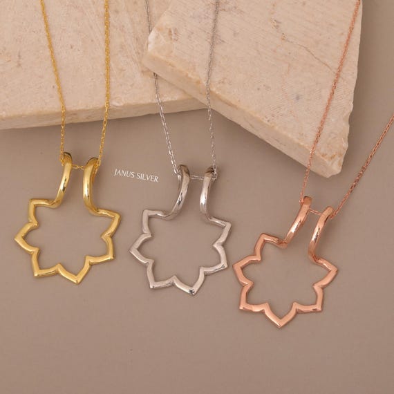 Clover Gold Ring Holder Necklace, Wedding Ring Keeper Pendant, Wedding Ring Holder, Nurse Gift, Sterling Silver Ring Keeper Jewelry