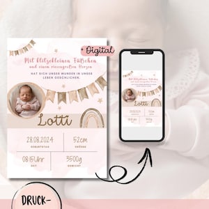Tarjeta de nacimiento personalizada – plantilla digital e impresa | Tarjeta de bebé para nacimiento | Individuo | Tarjeta de memoria para recién nacidos