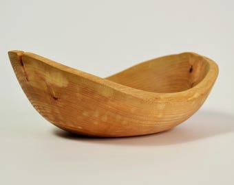 Hand-Turned Ash Wood Bowl: Natural Edge Rustic Home Decor