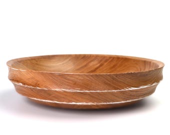 Cuenco de madera de olmo hecho a mano: decoración rústica para la cocina, apto para uso alimentario.