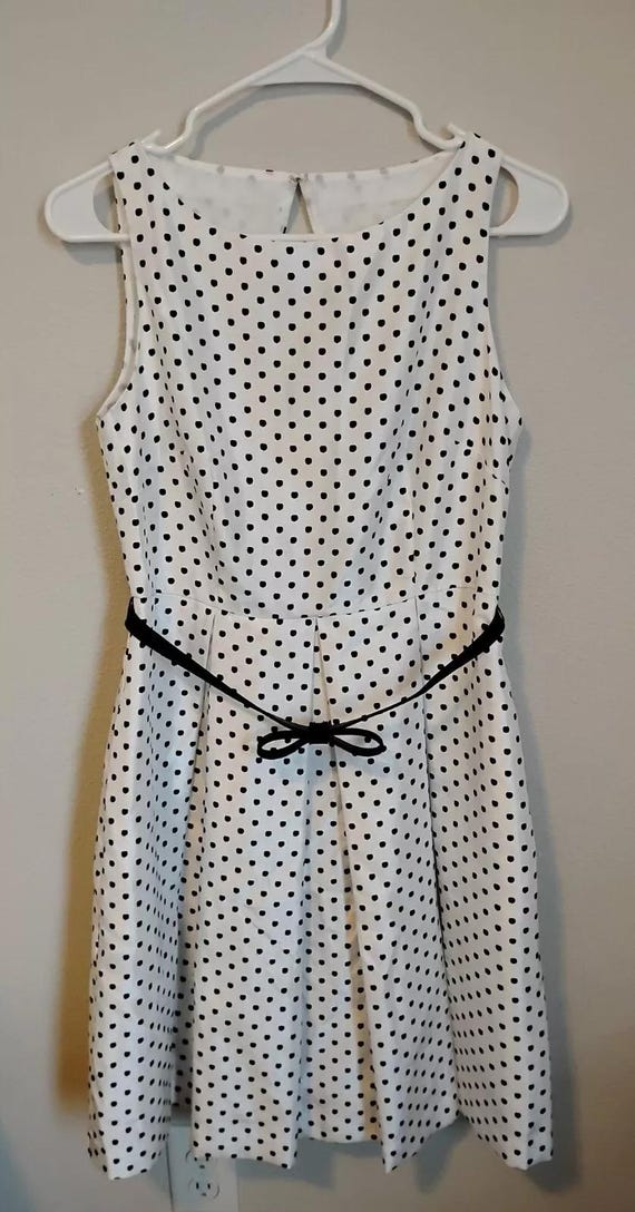 black and white polka dot fit and flare dress Amina Polka Dot Halter Mini Dress