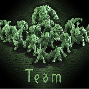 Resin Printed Miniatures- Orc and Goblin Big Green Team for Fantasy Football-15 Models