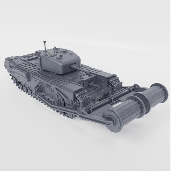 28mm World War 2- Resin Printed Churchill AVRE Mk.IV with Bobbins Type B (UK, Ad-hoc, WW2)