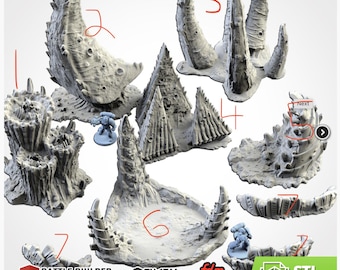 Teren drukowany PLA – Alien Terrain 2 do Sci Fi – 7 sztuk