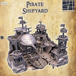 28 mm PLA-geprinte terreinpiratenscheepswerf