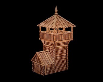 歴史的な28 mmスケールのバイキング時代の弓兵塔