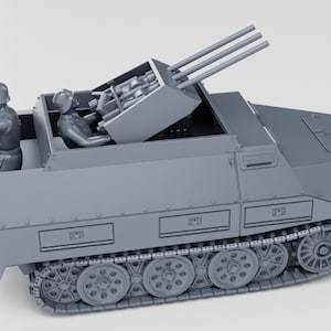 28 mm Weltkrieg 2-Resin Gedrucktes Fahrzeug Halbkettenfahrzeug Sd.Kfz.251/21 Ausf.D Fliegerabwehr Schutzenpanzerwagen (Drilling) + Mannschaft (Deutschland, WW2)