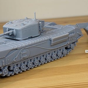 28 mm Wereldoorlog 2- met hars bedrukt A22F, Churchill-krokodil met aanhanger (VK, WO2 + KOREAANSE oorlog)