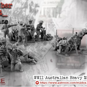 28mm World War 2- Resin Printed WWII Australian Heavy mortar (3 Pack)