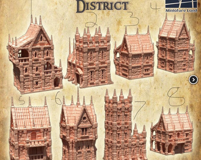 Featured listing image: 28mm PLA Printed Terrain Imperial City District (8 Pack)