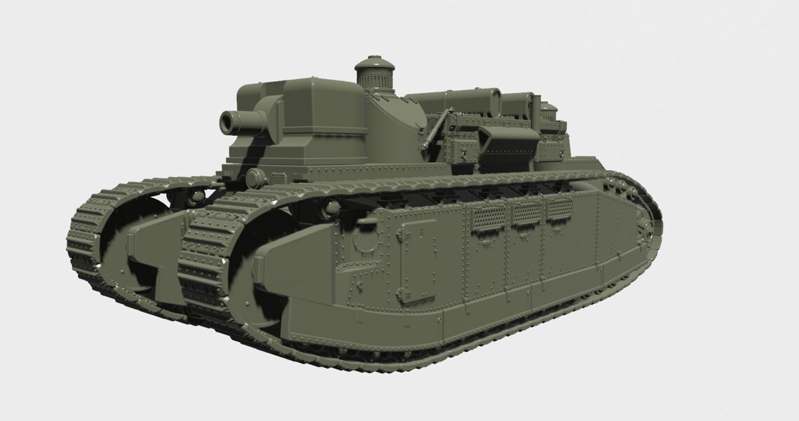 28mm World War 2-resin Printed Super Heavy Tank FCM Char 2C - Champagne ...