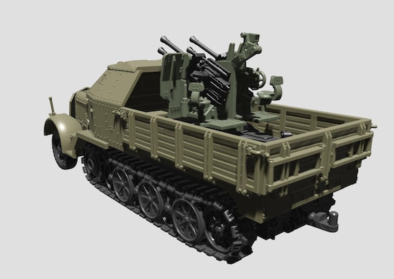 28mm World War 2 Resin Printed-half-track Sd.kfz.7/1 With 20mm