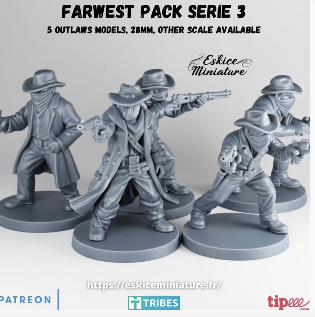 Resin Printed Miniatures- Outlaws X5 - 28mm (5 Pack) - Etsy