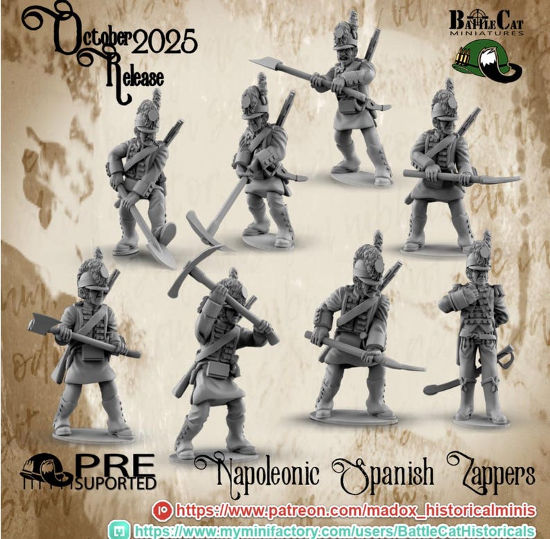 28mm Napoleonic- Resin Printed Napoleonic Spanish Zappers (20 Pack ...