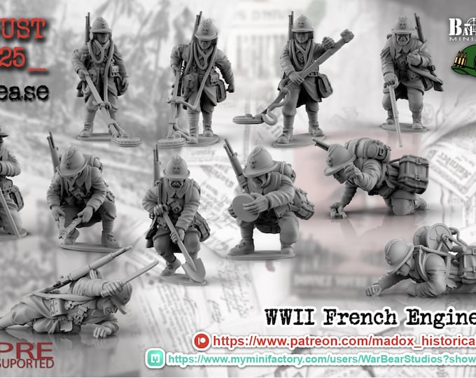 Featured listing image: 28mm World War 2- Resin Printed WWII French Engineers (12)